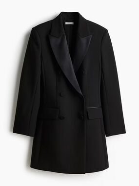 H&M Black Double-Breasted Mini Blazer Dress
